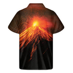 Fire Volcano Print Men's Short Sleeve Shirt