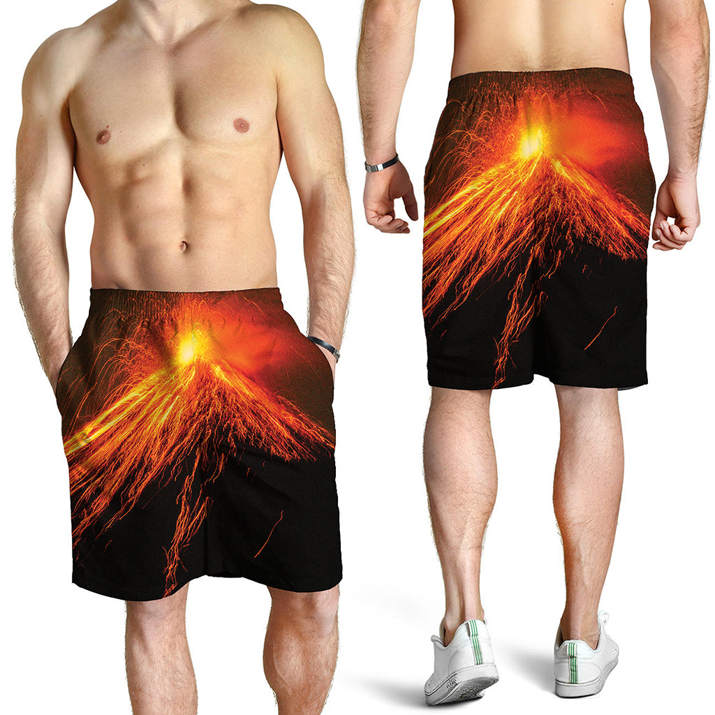 Fire Volcano Print Men's Shorts