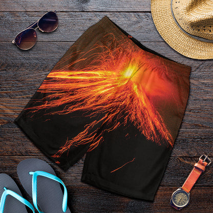 Fire Volcano Print Men's Shorts
