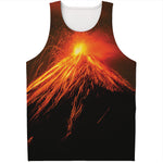 Fire Volcano Print Men's Tank Top