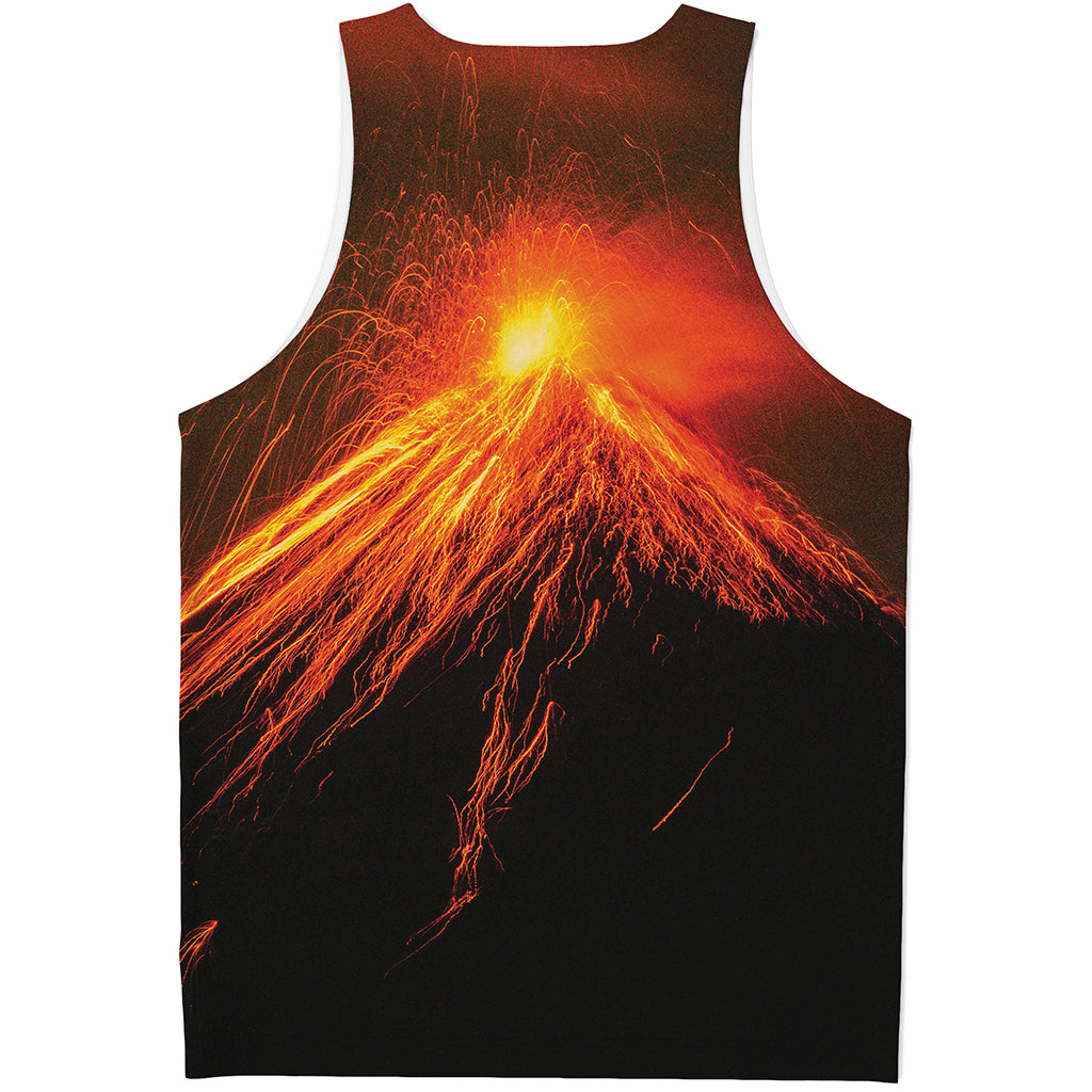Fire Volcano Print Men's Tank Top