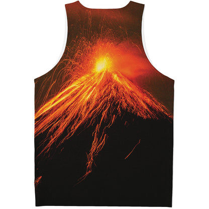 Fire Volcano Print Men's Tank Top