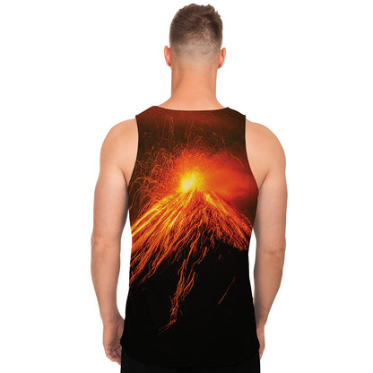 Fire Volcano Print Men's Tank Top