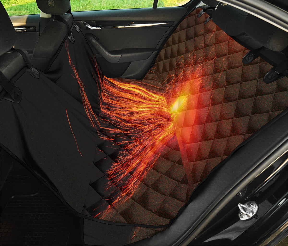 Fire Volcano Print Pet Car Back Seat Cover