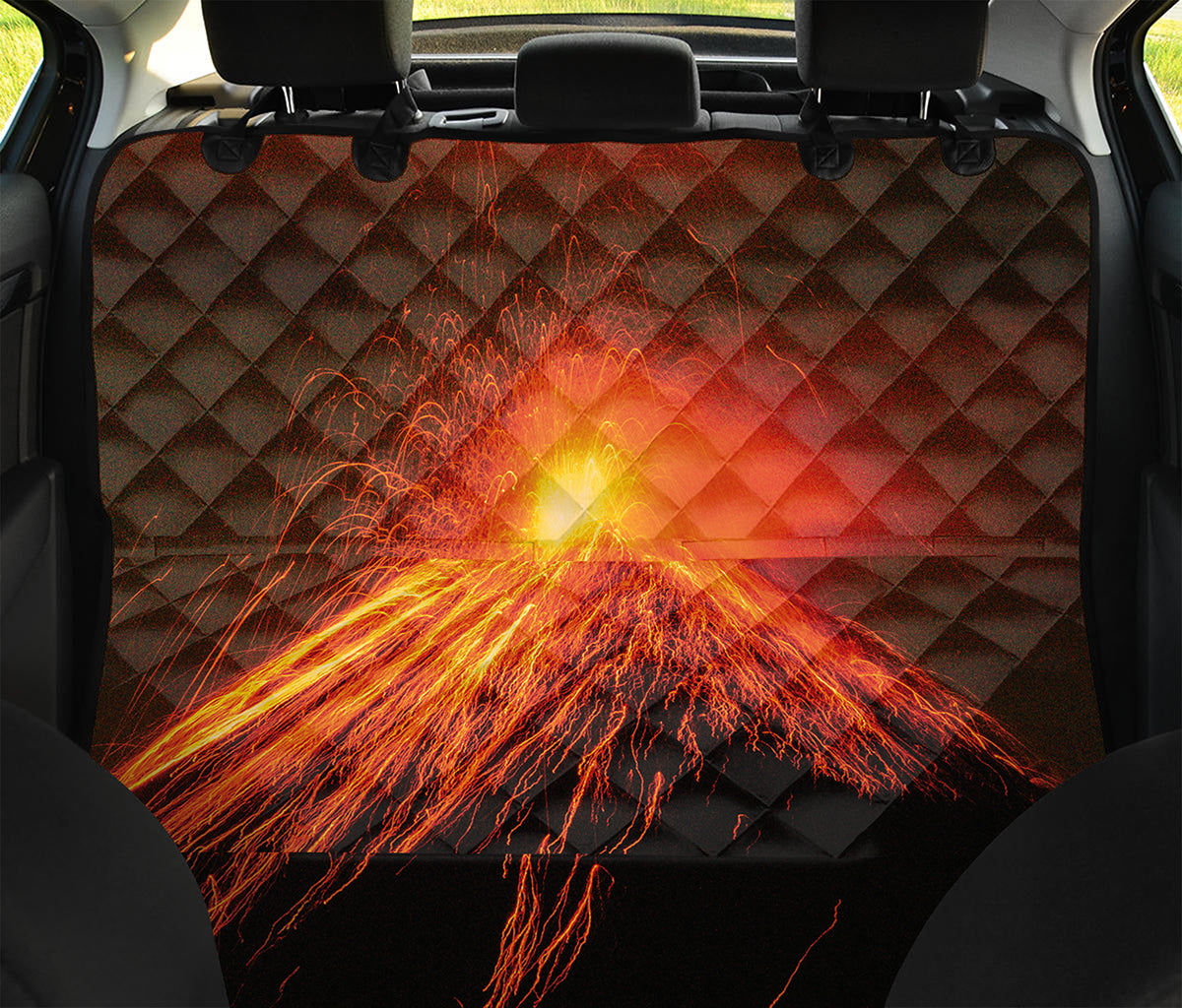 Fire Volcano Print Pet Car Back Seat Cover