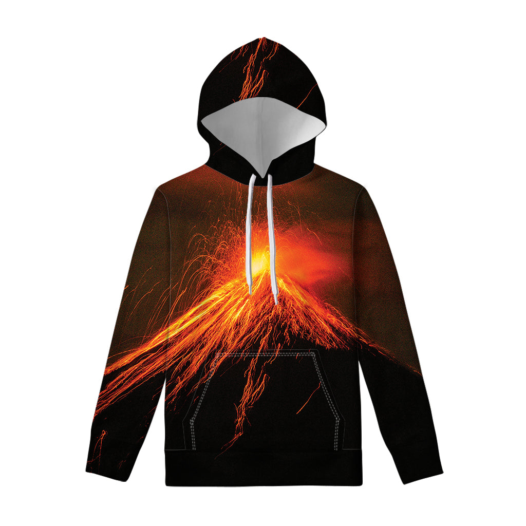 Fire Volcano Print Pullover Hoodie