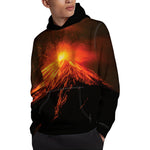 Fire Volcano Print Pullover Hoodie