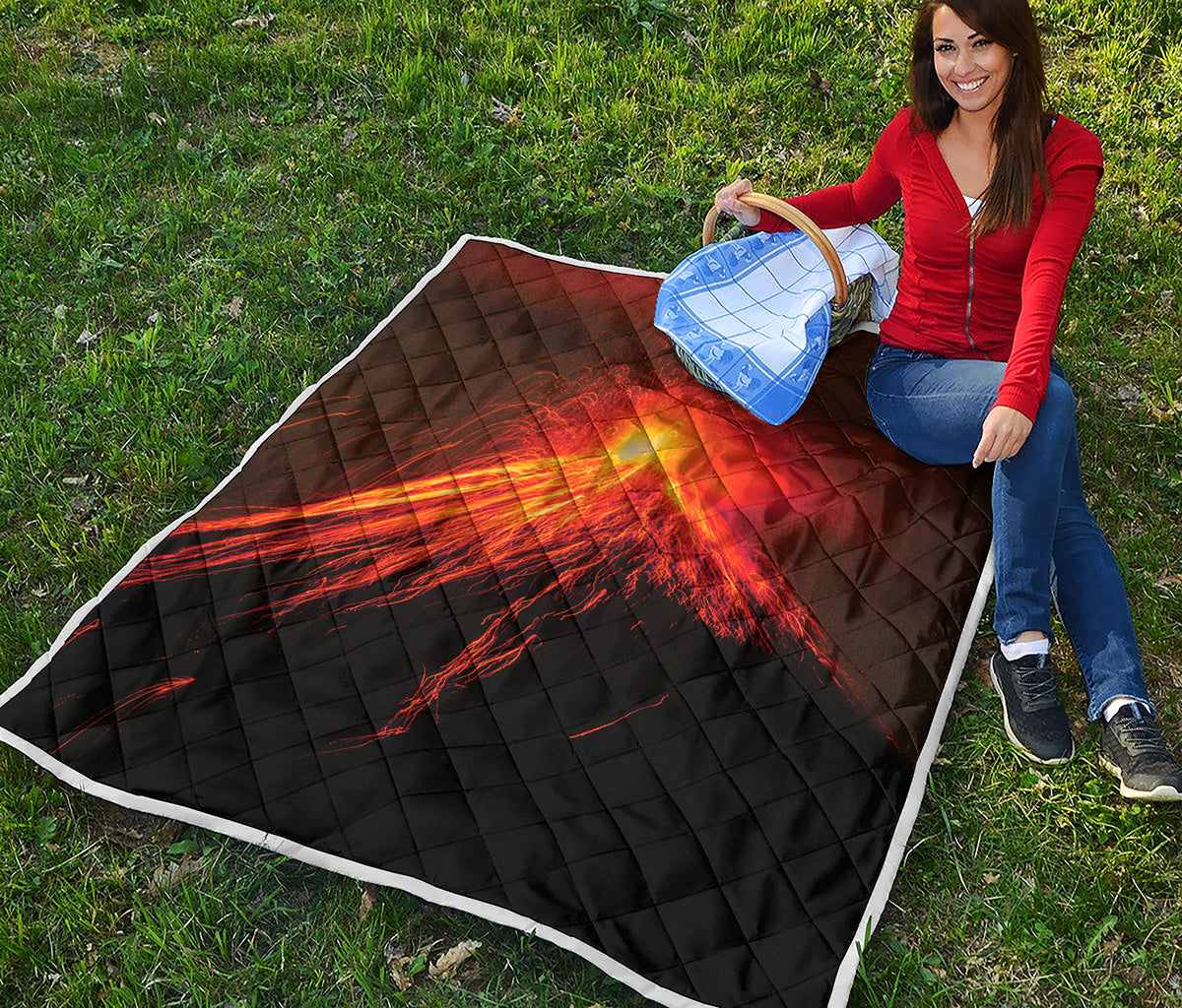 Fire Volcano Print Quilt