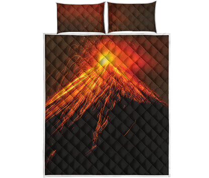 Fire Volcano Print Quilt Bed Set