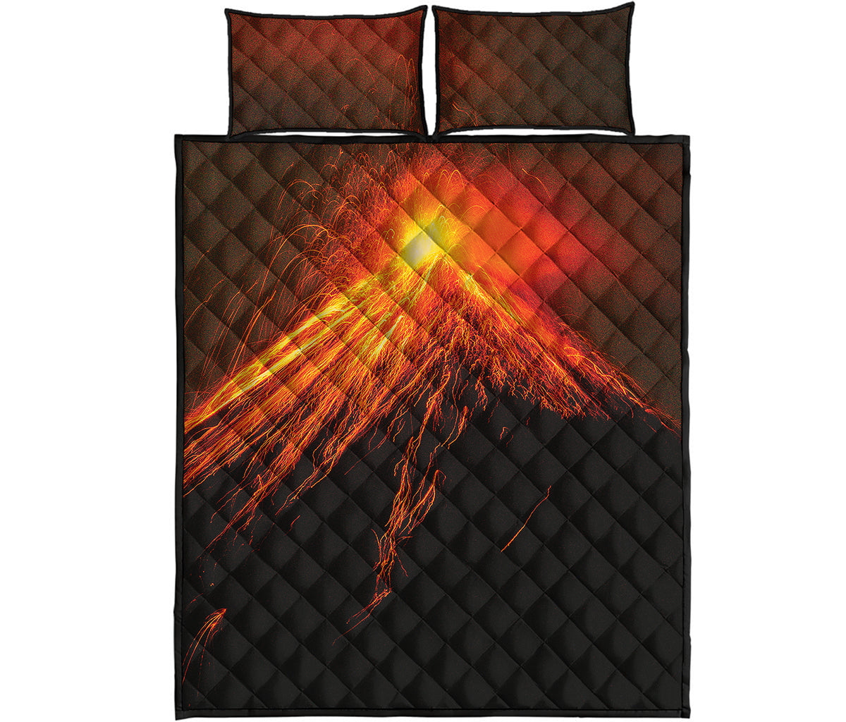 Fire Volcano Print Quilt Bed Set