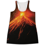 Fire Volcano Print Women's Racerback Tank Top
