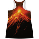 Fire Volcano Print Women's Racerback Tank Top