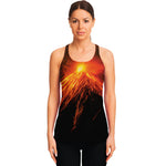 Fire Volcano Print Women's Racerback Tank Top