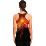 Fire Volcano Print Women's Racerback Tank Top