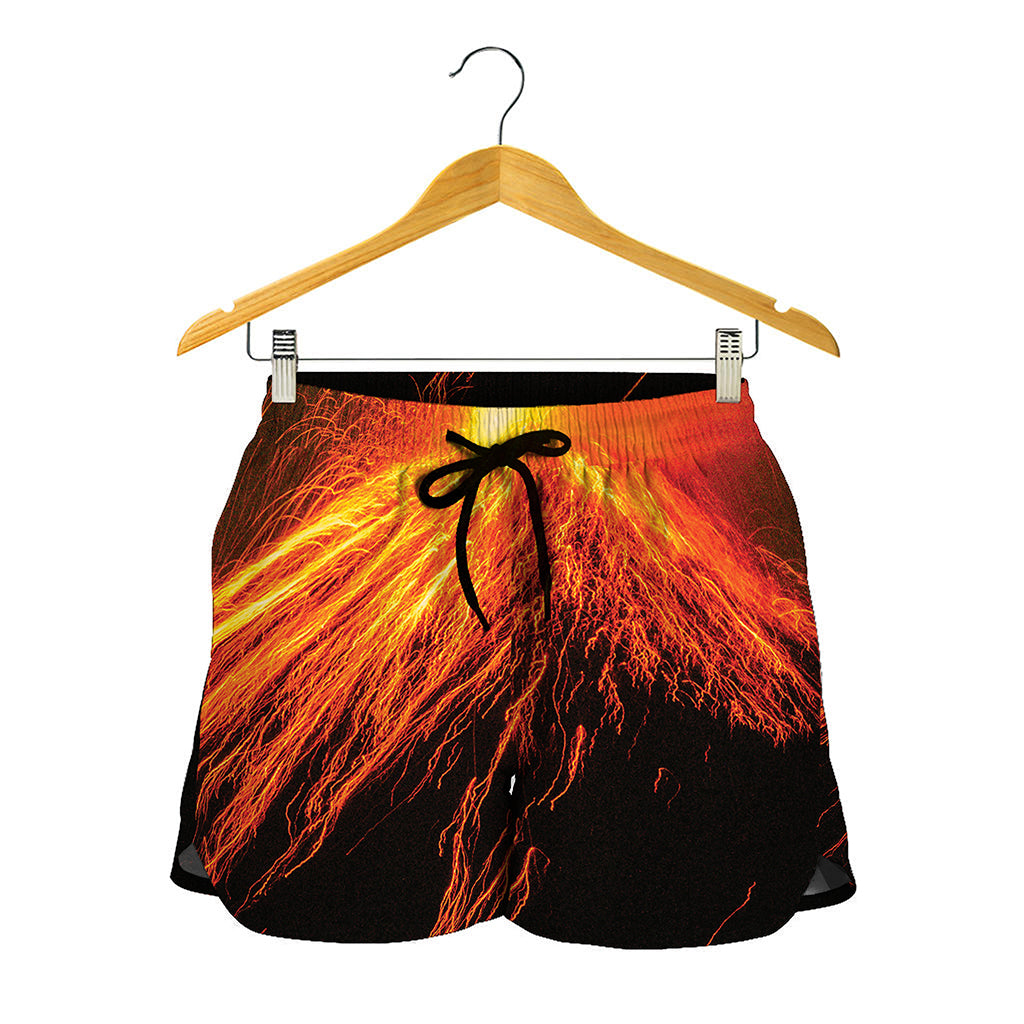 Fire Volcano Print Women's Shorts
