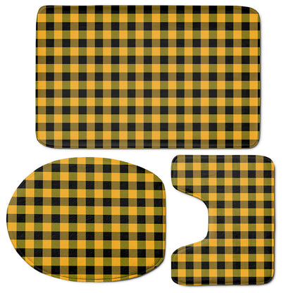 Fire Yellow Buffalo Check Pattern Print 3 Piece Bath Mat Set