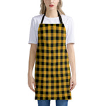 Fire Yellow Buffalo Check Pattern Print Apron
