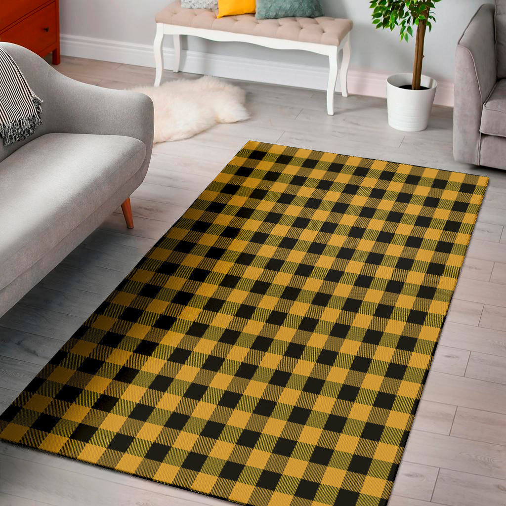 Fire Yellow Buffalo Check Pattern Print Area Rug