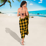 Fire Yellow Buffalo Check Pattern Print Beach Sarong Wrap