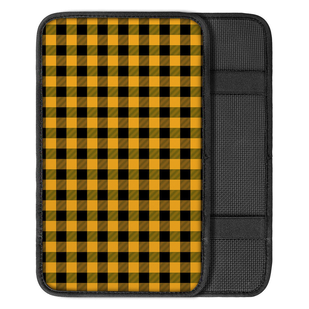 Fire Yellow Buffalo Check Pattern Print Car Center Console Cover