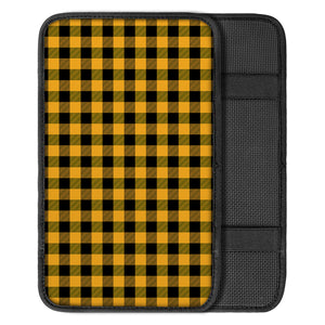 Fire Yellow Buffalo Check Pattern Print Car Center Console Cover