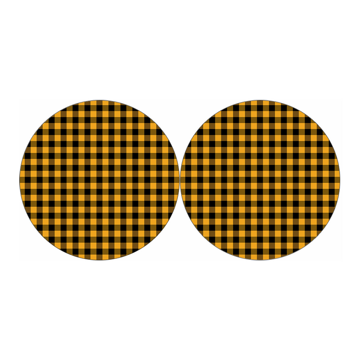 Fire Yellow Buffalo Check Pattern Print Car Coasters