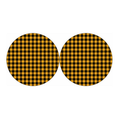 Fire Yellow Buffalo Check Pattern Print Car Coasters