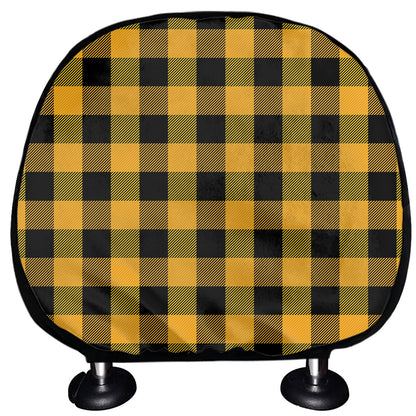 Fire Yellow Buffalo Check Pattern Print Car Headrest Covers