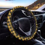 Fire Yellow Buffalo Check Pattern Print Car Steering Wheel Cover