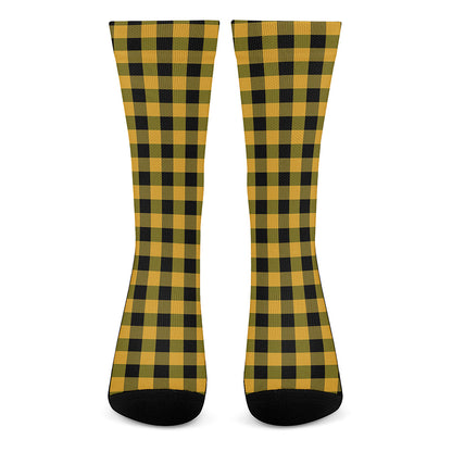 Fire Yellow Buffalo Check Pattern Print Crew Socks