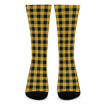 Fire Yellow Buffalo Check Pattern Print Crew Socks