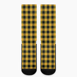 Fire Yellow Buffalo Check Pattern Print Crew Socks