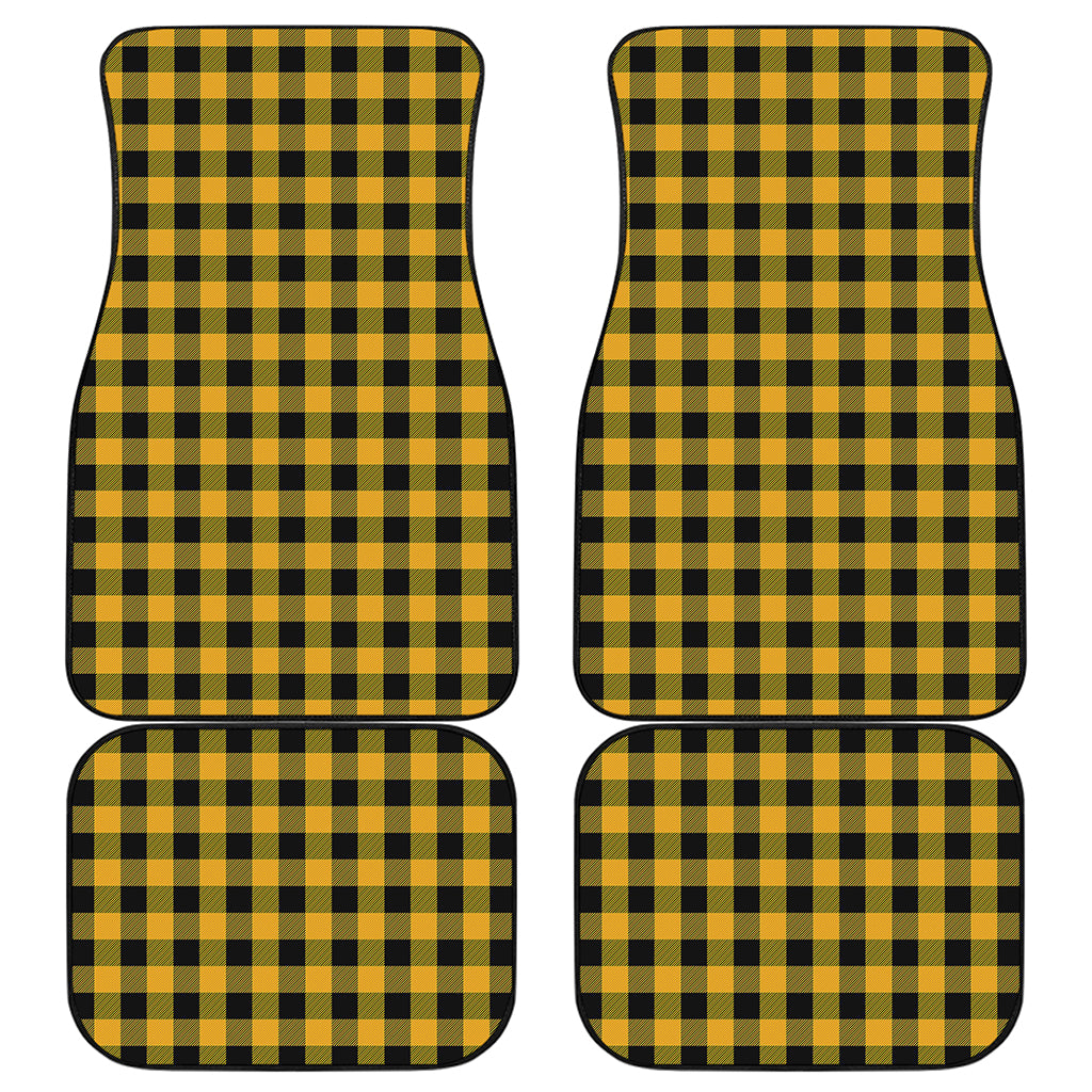 Fire Yellow Buffalo Check Pattern Print Front and Back Car Floor Mats