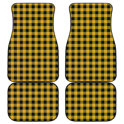 Fire Yellow Buffalo Check Pattern Print Front and Back Car Floor Mats