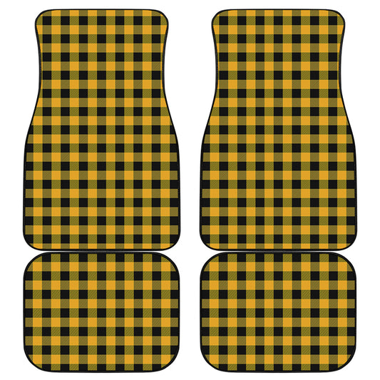Fire Yellow Buffalo Check Pattern Print Front and Back Car Floor Mats
