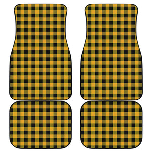 Fire Yellow Buffalo Check Pattern Print Front and Back Car Floor Mats