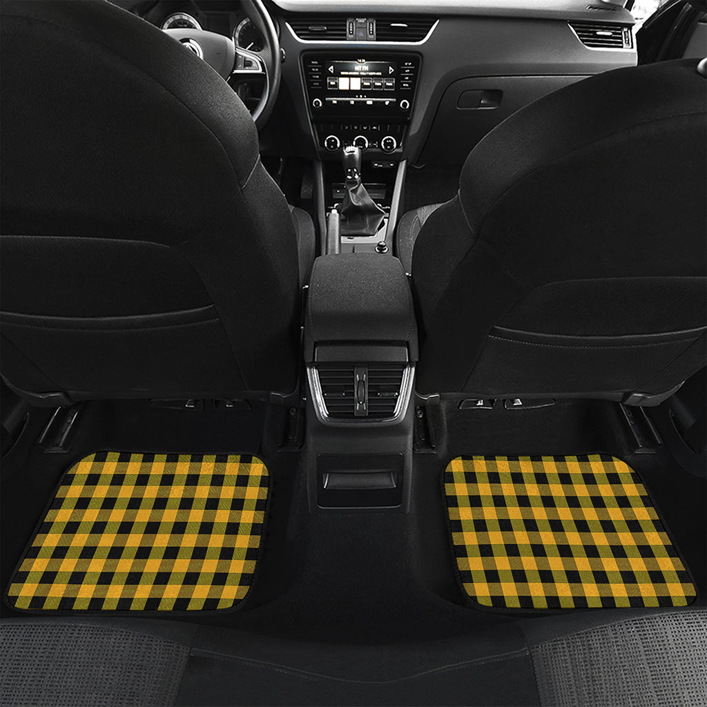 Fire Yellow Buffalo Check Pattern Print Front and Back Car Floor Mats