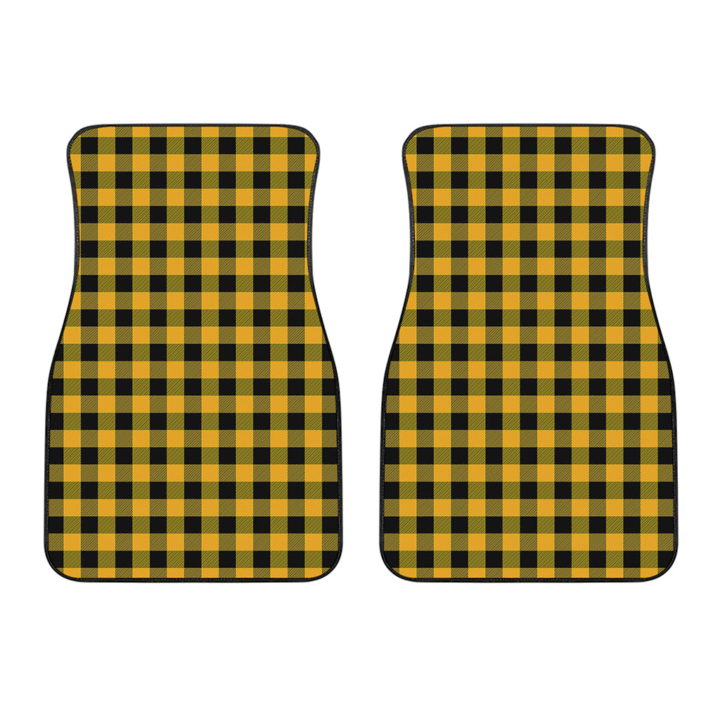 Fire Yellow Buffalo Check Pattern Print Front Car Floor Mats