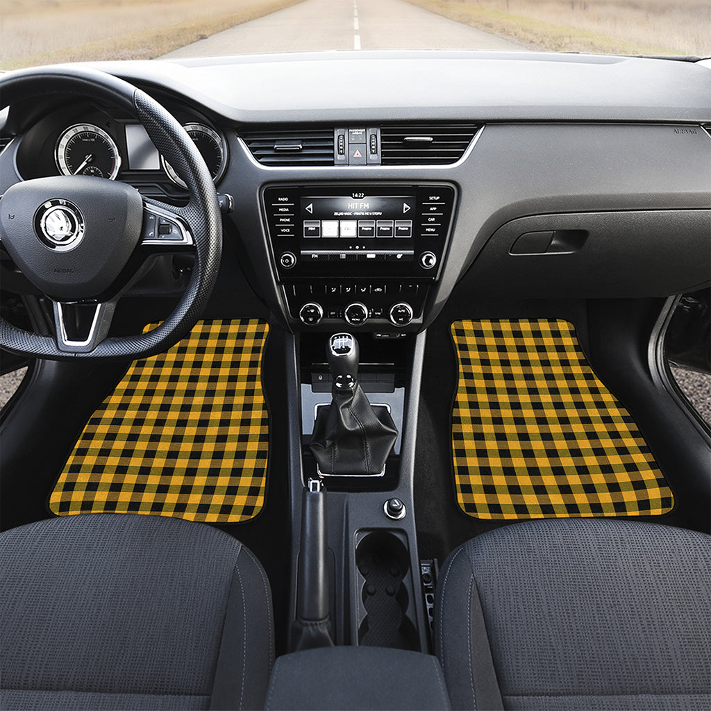 Fire Yellow Buffalo Check Pattern Print Front Car Floor Mats