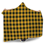 Fire Yellow Buffalo Check Pattern Print Hooded Blanket