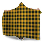 Fire Yellow Buffalo Check Pattern Print Hooded Blanket