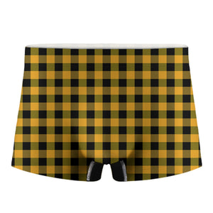 Fire Yellow Buffalo Check Pattern Print Men's Boxer Briefs