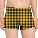 Fire Yellow Buffalo Check Pattern Print Men's Boxer Briefs