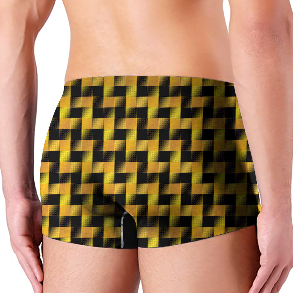 Fire Yellow Buffalo Check Pattern Print Men's Boxer Briefs