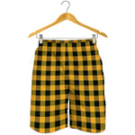 Fire Yellow Buffalo Check Pattern Print Men's Shorts