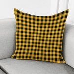 Fire Yellow Buffalo Check Pattern Print Pillow Cover