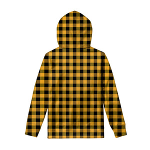 Fire Yellow Buffalo Check Pattern Print Pullover Hoodie