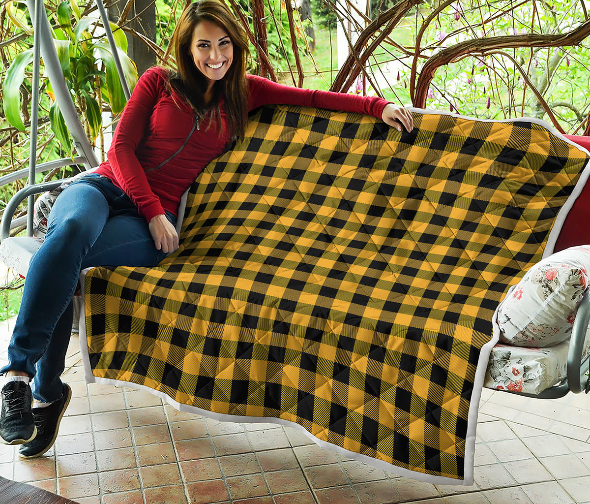 Fire Yellow Buffalo Check Pattern Print Quilt