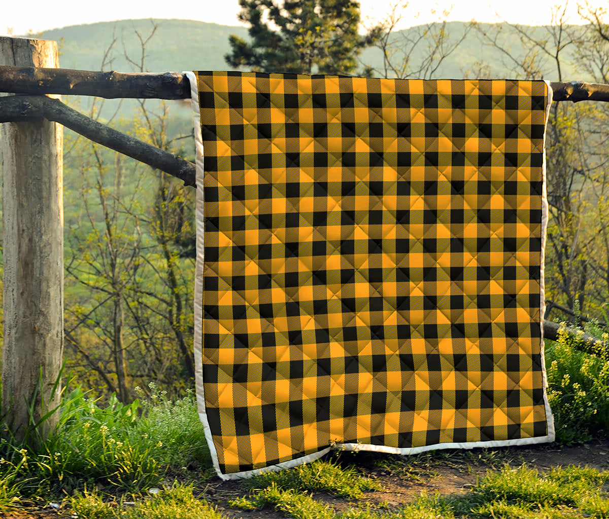 Fire Yellow Buffalo Check Pattern Print Quilt