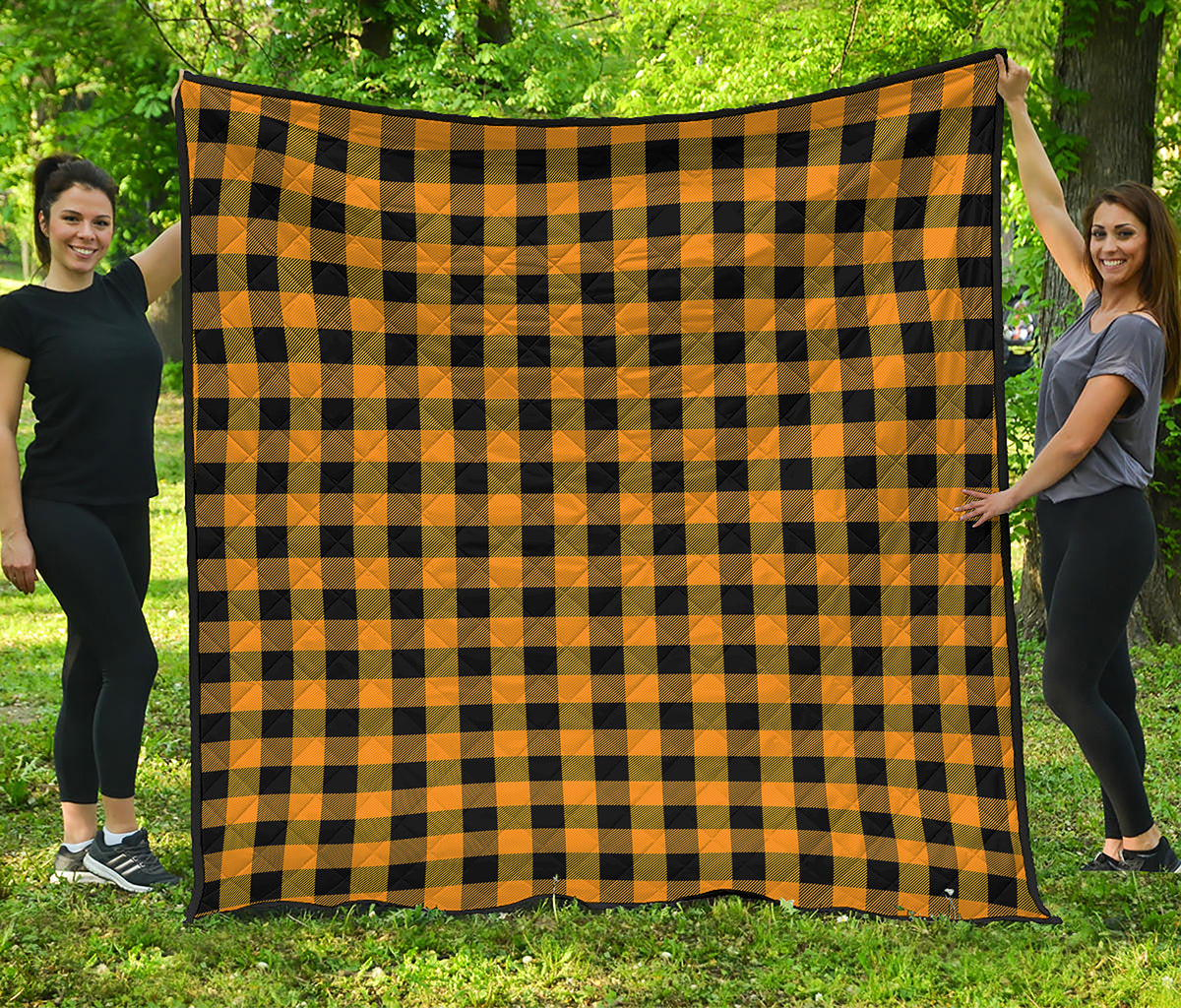 Fire Yellow Buffalo Check Pattern Print Quilt